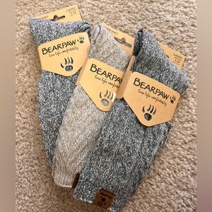 BearPaw Lady’s Cozy Knit Socks - 2 Gray, 1 Tan